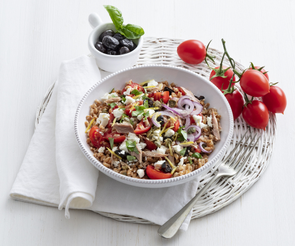 Salade de petit épeautre à la grecque