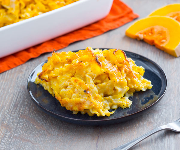 Pâtes au four avec potiron et béchamel au stracchino