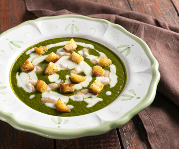 Velouté de chou noir et haricots