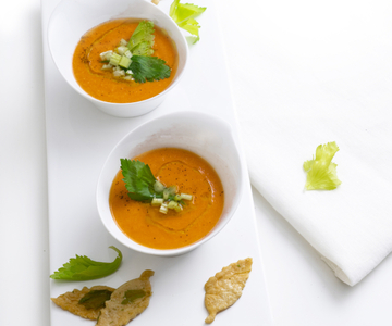 Salmorejo avec crackers au céleri