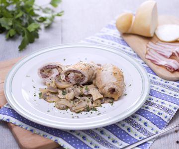 Roulades de dinde farcies aux champignons de Paris