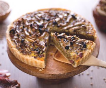 Tarte salée aux champignons et lentilles
