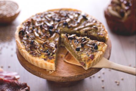 Tarte salée aux champignons et lentilles