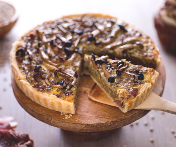 Tarte salée aux champignons et lentilles