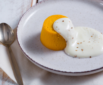 Flan de potiron avec fondue de gorgonzola