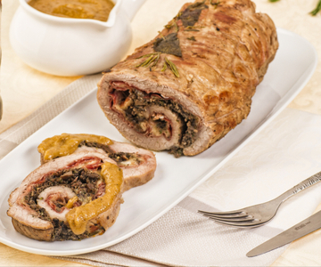 Roulé à la bière avec speck et champignons