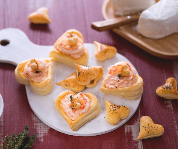 Cœurs de pâte feuilletée salés