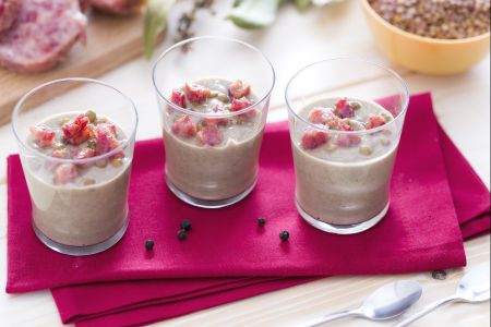 Velouté de lentilles au cotechino croustillant
