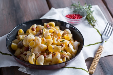 Pâtes à la crème de Parmesan et saucisse
