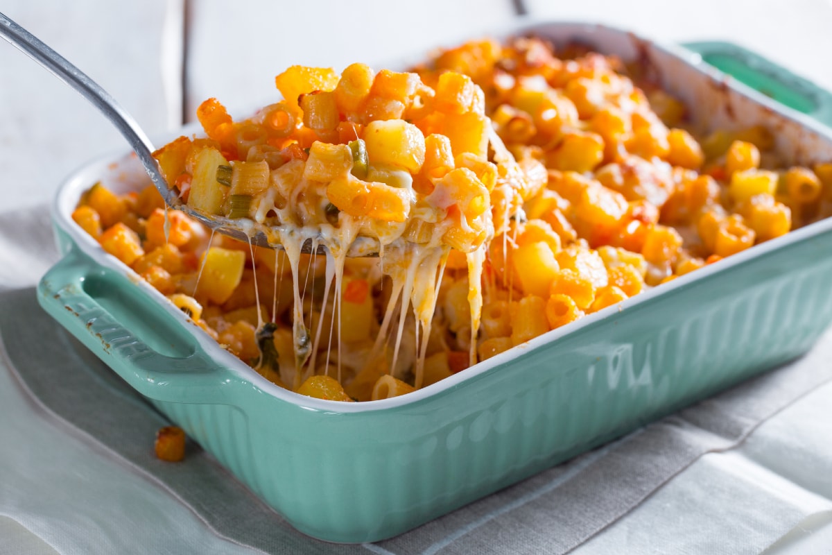 Pâtes et pommes de terre au four