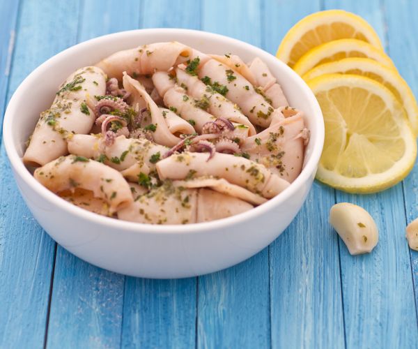 Calamars à l'ail et parfum de citron