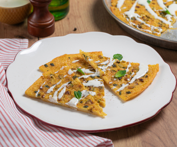Farinata aux courgettes et fondue de pecorino