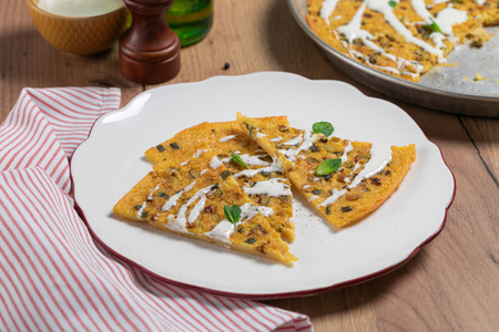 Farinata aux courgettes et fondue de pecorino