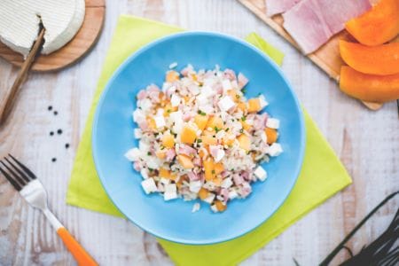 Salade de riz au jambon et melon