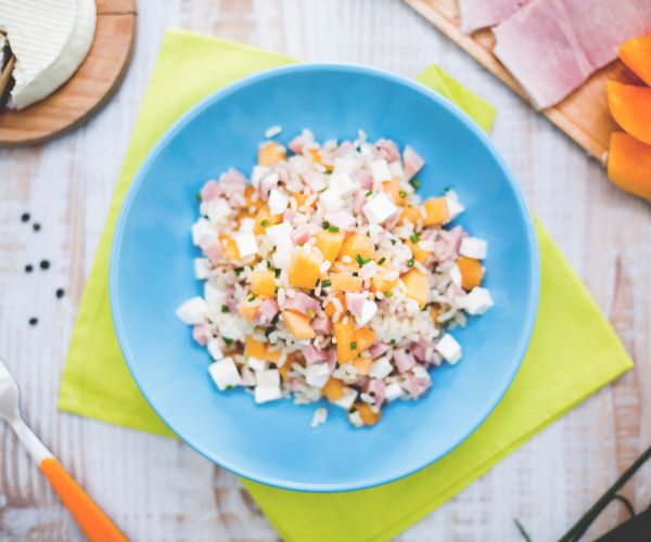 Salade de riz au jambon et melon