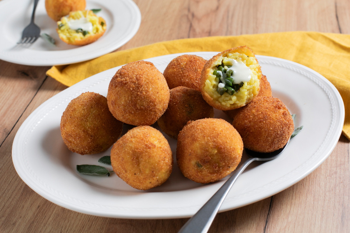Arancini aux haricots verts et à la fontina