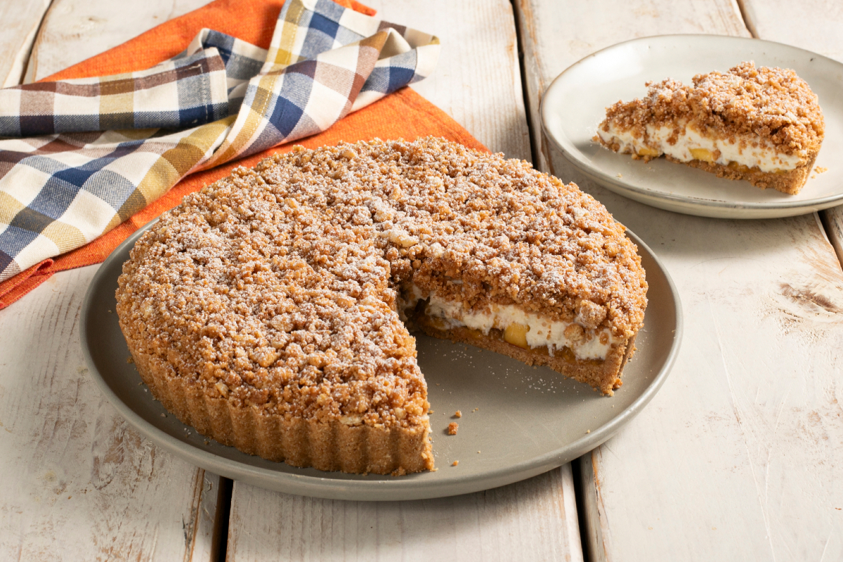 Crumble sans cuisson à la ricotta et aux pêches