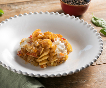Pâtes gratinées au ragù végétal