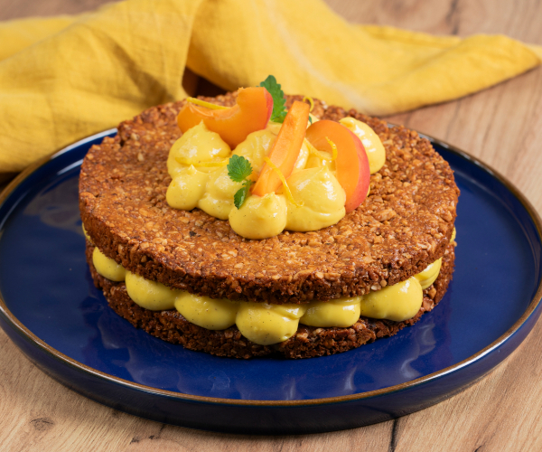 Gâteau aux fruits secs et crème au citron
