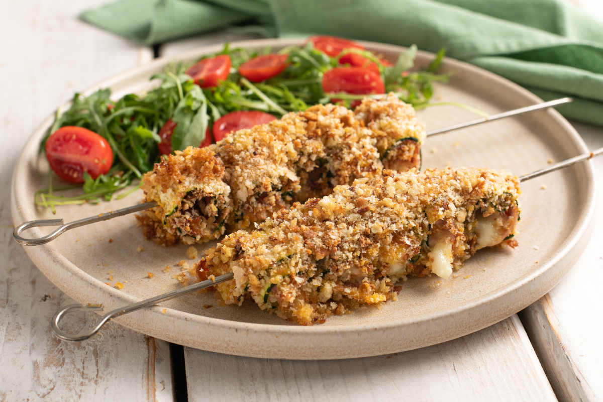 Brochettes de courgettes au four