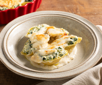 Conchiglioni gratinés farcis à la ricotta et aux blettes