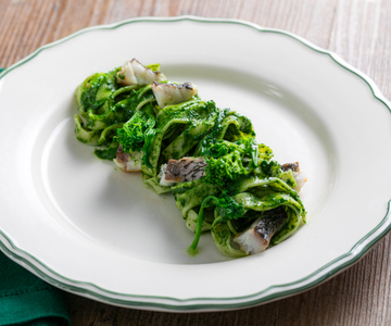 Pâtes aux cime di rapa et à l'ombrine