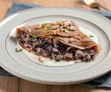 Crêpes aux châtaignes, radicchio et gorgonzola