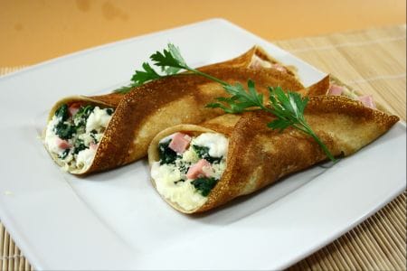 Crêpes complètes au jambon, gruyère et épinards