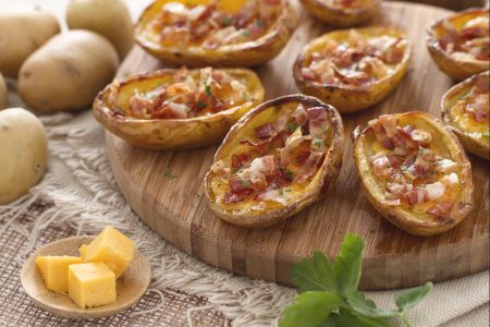 Barquettes de pommes de terre au cheddar et bacon
