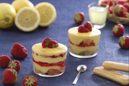 Tiramisu aux fraises avec crème de limoncello
