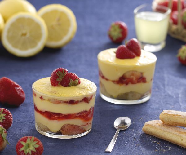 Tiramisu aux fraises avec crème de limoncello