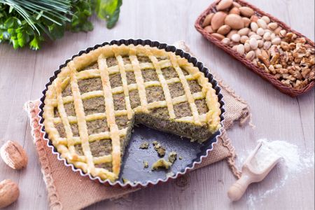 Tarte au pesto mixte et pancetta