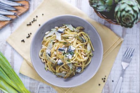 Linguine aux artichauts et sardines