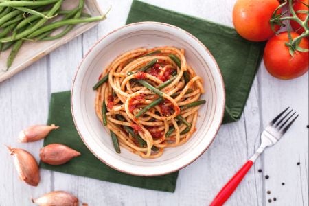 Pâtes aux haricots verts