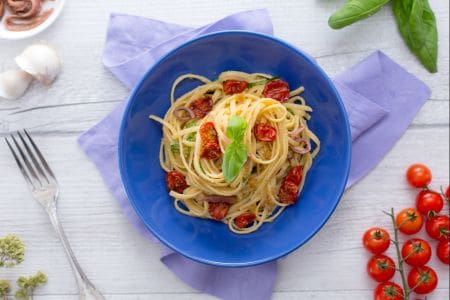Linguine aux tomates cerises confites
