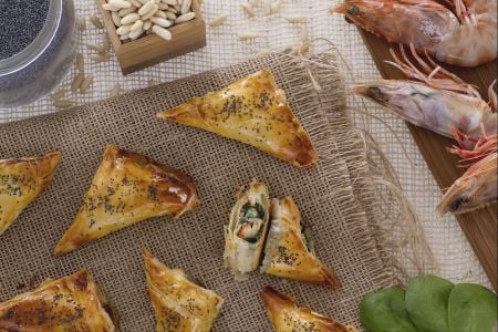 Rouleaux de pâte phyllo aux crevettes et épinards