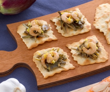 Feuilleté classique aux artichauts et crevettes
