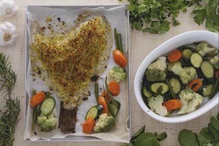 Turbot gratiné aux légumes