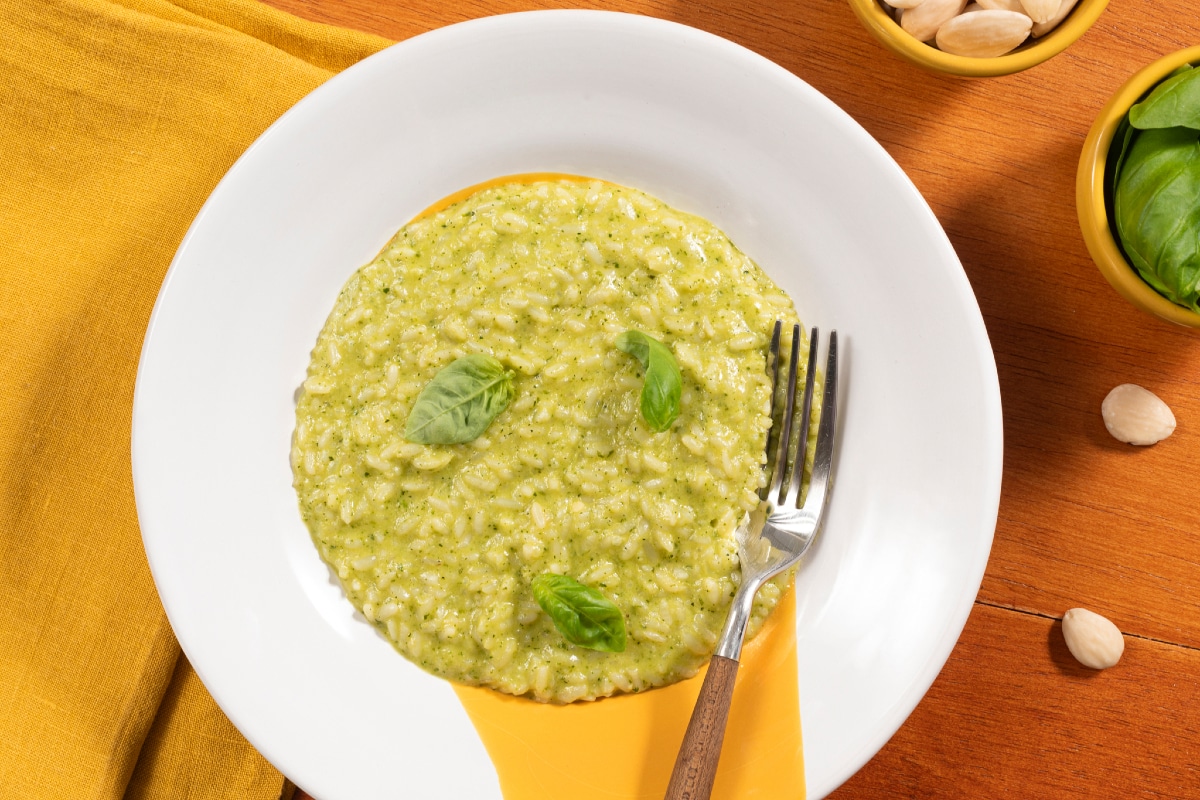 Risotto au pesto de courgettes et chèvre