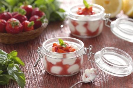 Verrines de ricotta et fraises