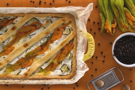 Tarte salée à la ricotta et aux fleurs de courgette