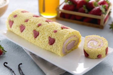 Roulé vanille et fraises
