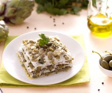 Lasagnes aux artichauts avec ricotta et câpres