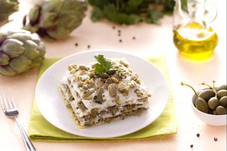 Lasagnes aux artichauts avec ricotta et câpres