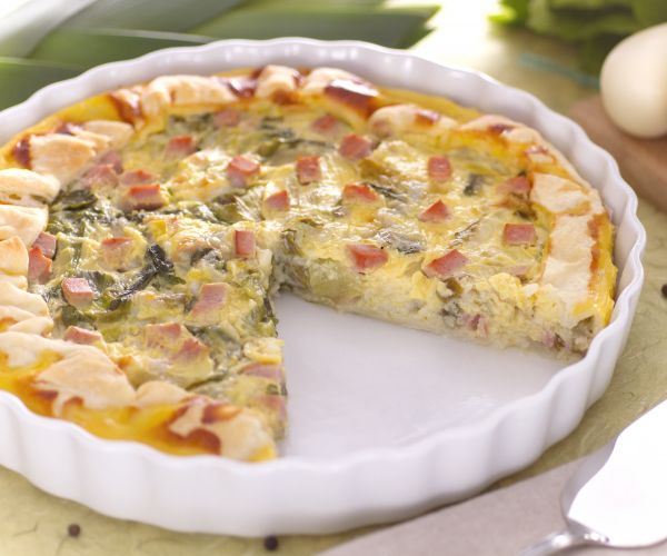 Quiche avec scarole et dés de jambon