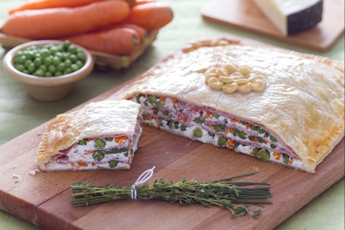 Feuilleté au jambon, ricotta et légumes