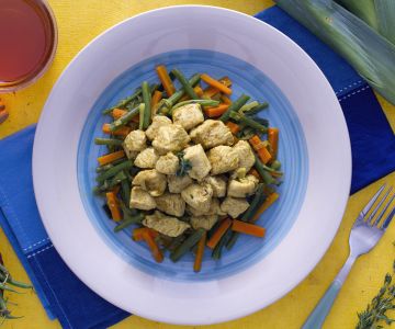 Dinde au curry avec légumes croquants