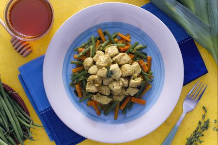 Dinde au curry avec légumes croquants