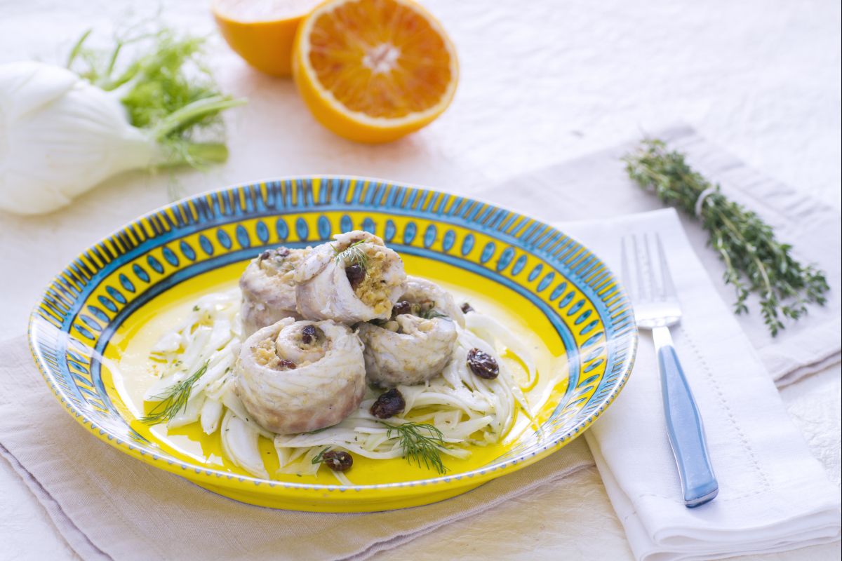 Filet de bar à l'orange sur salade de fenouil