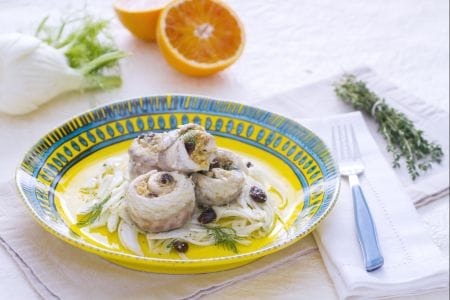 Filet de bar à l'orange sur salade de fenouil